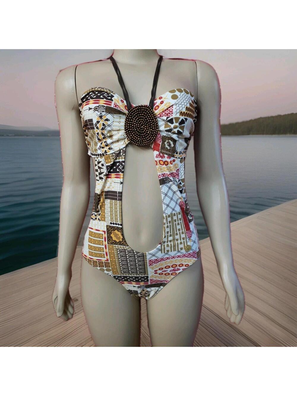 Karl Kani Signature  Women's Bodysuit size L. Multi-color Multi pattern NEW #CB3